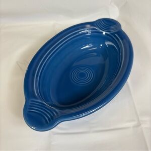 Retired Fiestaware Peacock Blue Individual Casserole Dish Homer Laughlin 9x5.5"